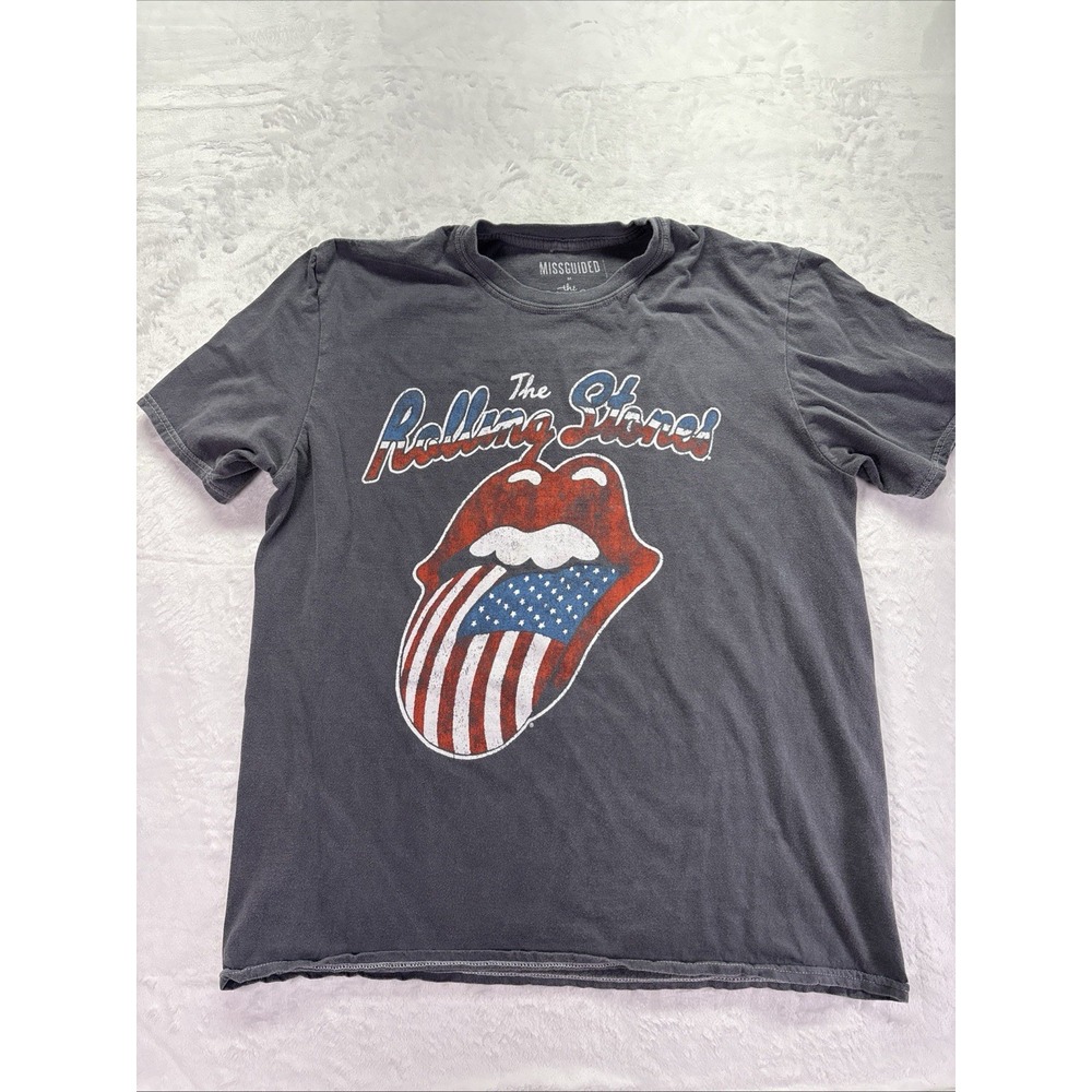 The Rolling Stones Band Missguided Short Sleeve T Shirt Mens Size Medium Gray